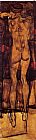 Egon Schiele Canvas Paintings - Female Nude Back View